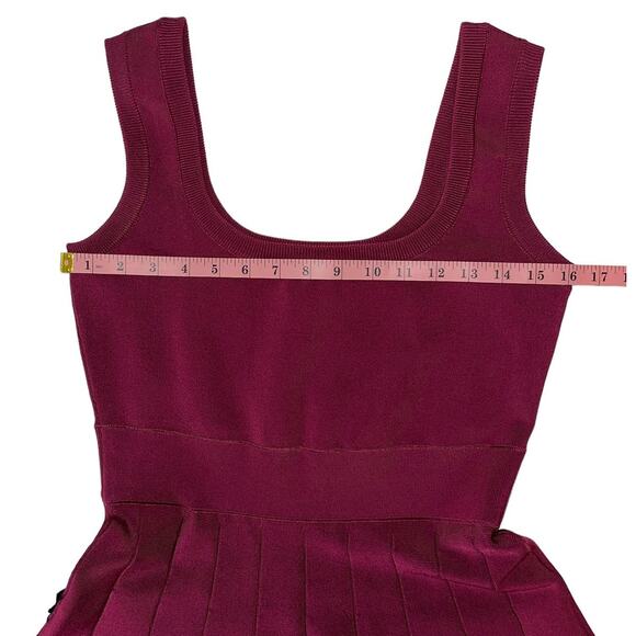 NEW NWT Herve Leger Fit and Flare Maroon Mini Dress Size Large - Picture 10 of 15